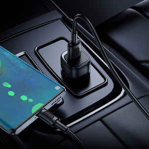 Borofone Auto lādētājs BZ34 Cloud - USB - QC 3.0 18 W ar USB-C tipa kabeli melns