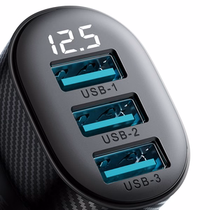 Joyroom JR-CCD03 3.4A automašīnas lādētājs ar 3x USB-A ekrānu - melns