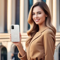 Kristālais spīdīgais viedtālruņa apvalks Samsung Galaxy A02S sudrabains