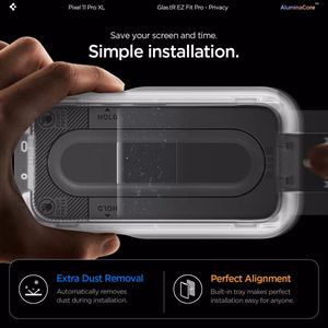 Spigen Glas.tR EZ Fit Pro HD Privacy 2 privātuma aizsargstiklu komplekts modelim Google Pixel Pro 9 Pro XL / 10 Pro XL / 11 Pro XL