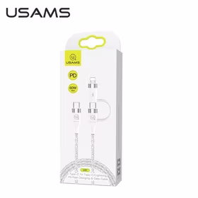 USAMS Kabelis pīts U31 USB-C na USB-C /lightning 60W PD ātrā uzlāde balts SJ403USB02 (US-SJ403)