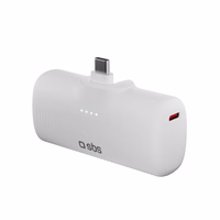 SBS EcoPower 5000 mAh 10W portatīvais lādētājs ar iebūvētu USB-C portu - balta