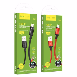 Кабель USB A to Lightning Hoco 2,4A 1 м X89 чёрный
