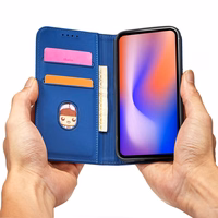 Magnētiskais karšu apvalks iPhone 12 Pro Max maciņš karšu maks karšu turētājs zils