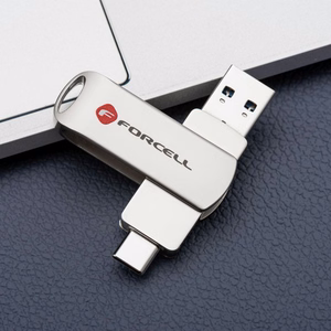 FORCELL F-DATA USB zibatmiņa Metal Duo 16GB USB3.2 Gen 1 (USB A / Type C) sudrabaina