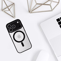 Akrila krāsains magnētiskais viedtālruņa apvalks Iphone 17 Pro melns