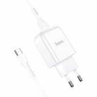 Lādētājs Hoco USB A 2A 10W + kabelis USB A uz USB C N2 balts