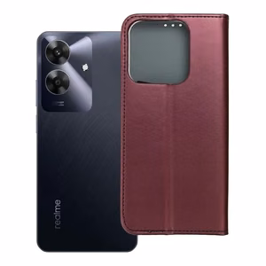 SMART MAGNETO grāmatas tipa viedtālruņa apvalks REALME NOTE 60, bordo krāsā