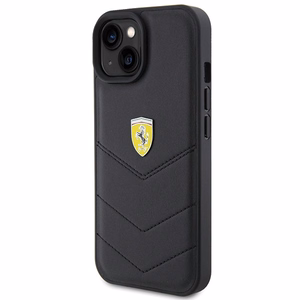 Ferrari dygsnots metāla logotipa apvalks iPhone 15 – melns