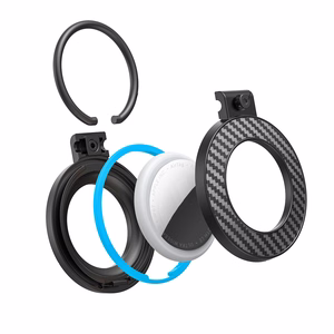 Airtag case with carbon fiber pattern keychain, 4 pcs. - multicolor