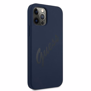 Guess GUHCP12MLSVSBL iPhone 12/12 Pro 6.1" zils/zils cietais apvalks Script Vintage
