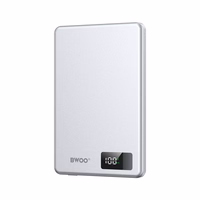 BWOO aluminium magnetic portatīvais lādētājs P75 PD 20W 5000 mAh with digital display and USB-C port sudraba