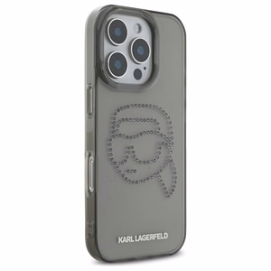 Karl Lagerfeld KLHCP16XHKHDCELK iPhone 16 Pro Max 6.9" melns/melns cietais apvalks IML Rhinestones Karl galva
