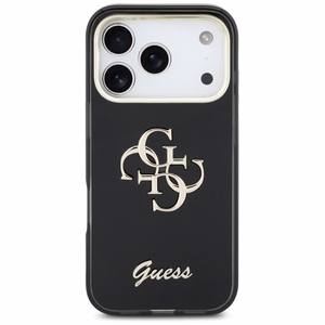 Guess IML 4G Script Metal maciņš for iPhone 17 Pro Max - melns