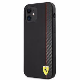 Ferrari FESAXHCP12SBK iPhone 12 mini 5.4" melns/melns cietais viedtālruņa apvalks On Track Carbon Stripe
