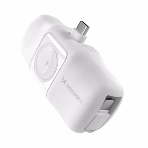 Wozinsky WF16-YCS 5000mAh 15W USB-C мини внешний аккумулятор со встроенным кабелем USB-C и зарядкой Apple Watch - Белый