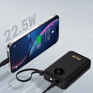 Dudao K14+ portatīvais lādētājs 20000mAh 22.5W USB-C / USB-A / iebūvēti Lightning un USB-C kabeļi - melns