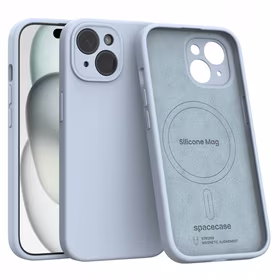 Spacecase Maciņš Silicone Mag iPhone 15 gaiši zils