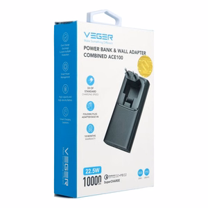 Powerbank Veger ACE100 (W1146) PD QC3.0 20W 10000 mAh melns