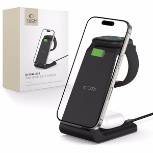 Tech-Protect QI15W-A36 3in1 uzlādes stacija Apple ierīcēm - melna