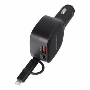Car charger VEGER USB C + kabel USB C / Lightning QC PD 84W CC89 black