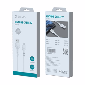 Devia kabelis Kintone EC144 USB - MicroUSB 1,0 m 2,1A balts