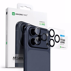 AmazingThing сапфировое стекло для камеры iPhone 17 Pro / Pro Max - с синей рамкой