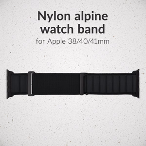 Mobilize neilona pulksteņa siksniņa - Alpine - melns savienotājs - Apple 38/40/41mm - melna
