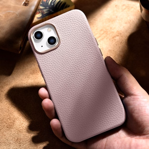 iCarer Litchi Premium ādas viedtālruņa apvalks iPhone 14 Plus Magnētiskais ādas apvalks ar MagSafe Rozā (WMI14220711-PK)