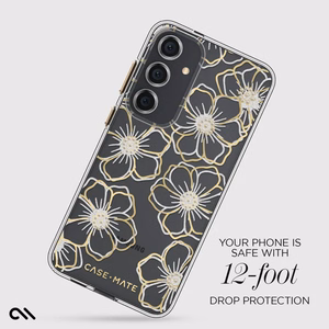 Case-Mate Floral Gems vāciņš ierīcei Samsung Galaxy S24+, zelta krāsā