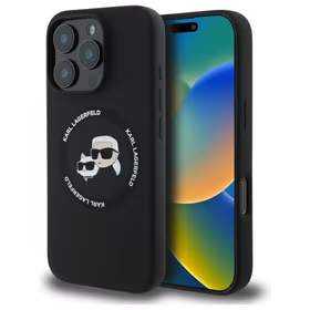 Karl Lagerfeld KLHMP16XSKCHTCK iPhone 16 Pro Max 6.9" cietais silikona viedtālruņa apvalks ar Karl & Choupette apdruku un Magnētisko MagSafe funkciju, melns