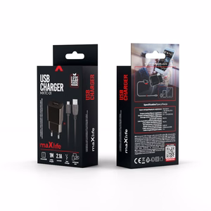 Maxlife MXTC-01 lādētājs 1x USB 2.1A melns + microUSB kabelis