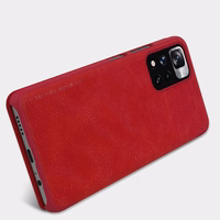 Nillkin Qin viedtālruņa apvalks Xiaomi Redmi Note 11 Pro+ (Ķīna) / Redmi Note 11 Pro (Ķīna) / Mi11i HyperCharge aizsargstikls ar statīvu brūns