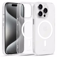 Liavec Spīdīgs Magnētiskais Caurspīdīgs viedtālruņa apvalks Iphone 15 Pro balta