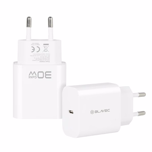 Blavec BC-14 GaN4 30 W USB-C PD/QC strāvas adapteris, 3 A, balts