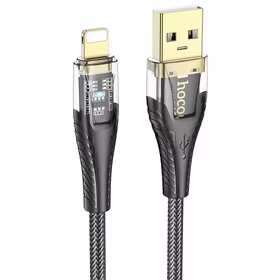 Kabelis USB A uz Lightning Hoco 2,4A 1,2 m U121 melns caurspīdīgs