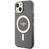 Guess Glitter Gold Magnētiskais viedtālruņa apvalks iPhone 14 - melns