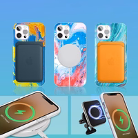 Kingxbar Watercolor Series krāsains viedtālruņa apvalks iPhone 12 Pro Max dzeltena-zila