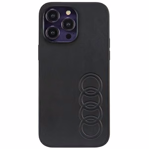 Audi sintētiskās ādas viedtālruņa apvalks iPhone 14 Pro Max 6.7" melns/melns cietais apvalks AU-TPUPPCIP14PM-TT/D1-BK