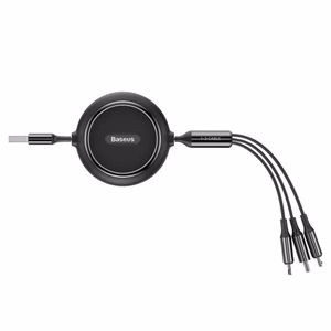 USB kabelis Baseus 3in1 melns 35cm / 120cm