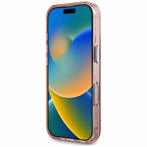 Guess IML Metal Mountain Logo Magnētiskais iPhone 16 Pro Max viedtālruņa apvalks - rozā