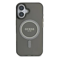 Guess IML Mirdzošs aplis MagSafe apvalks iPhone 16 - melns