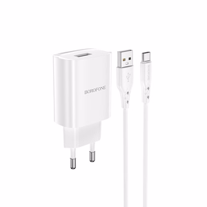 Borofone сетевое зарядное устройство BN1 Innovative - USB - 2,1A с USB на Type C белый