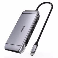 Choetech 9in1 daudzfunkcionāls USB Type C centrmezgls - 3x USB 3.2 Gen 1 / SD un TF atmiņas karšu lasītājs / HDMI 4K 30Hz / VGA Full HD 60Hz / USB Type C / RJ45 pelēks (HUB-M15 pelēks)
