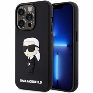 Karl Lagerfeld KLHCP14L3DRKINK iPhone 14 Pro 6.1" Kietais apvalks (m) - melns (m) Rubber Ikonik 3D