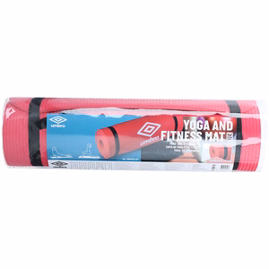 Umbro fitnesa un jogas paklājiņš ar pārnēsāšanas siksnu, 190 × 58 cm, sarkans