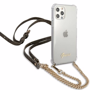 Guess GUHCP12MKC4GSGO iPhone 12/12 Pro 6.1" Caurspīdīgs cietais apvalks 4G Zelta ķēde