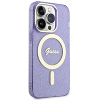 Guess GUHMP14XHCMCGU iPhone 14 Pro Max 6.7" violets cietais apvalks Glitter Gold Magnētiskais