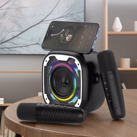 Blavec portatīvais Bluetooth skaļrunis WS-08 Karaoke Idol 8W ar 2 mikrofoniem melns