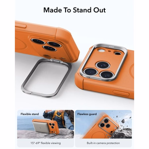 ESR Cyber Tough Kickstand MagSafe maciņš, paredzēts iPhone 18 Pro / 17 Pro, oranžs